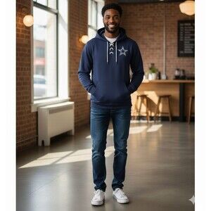 NFL Pro Line Dallas Cowboys Men's XL Blue Quarter String Hoodie